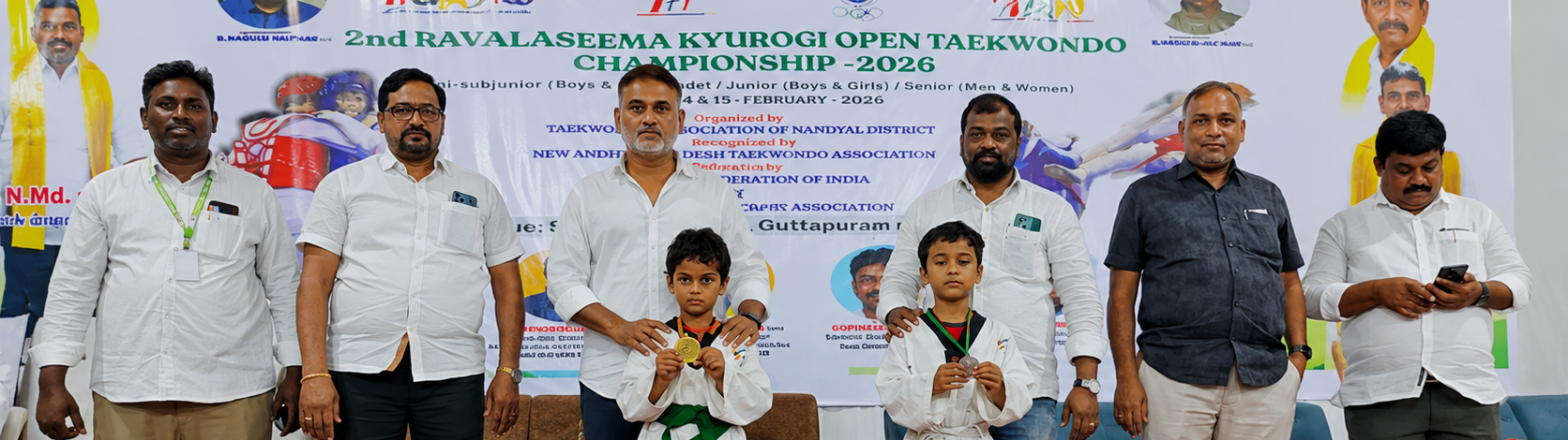 2nd Rayalaseema Kyurogi Open Taekwondo Championship 2026 — Dignitaries & Young Champions